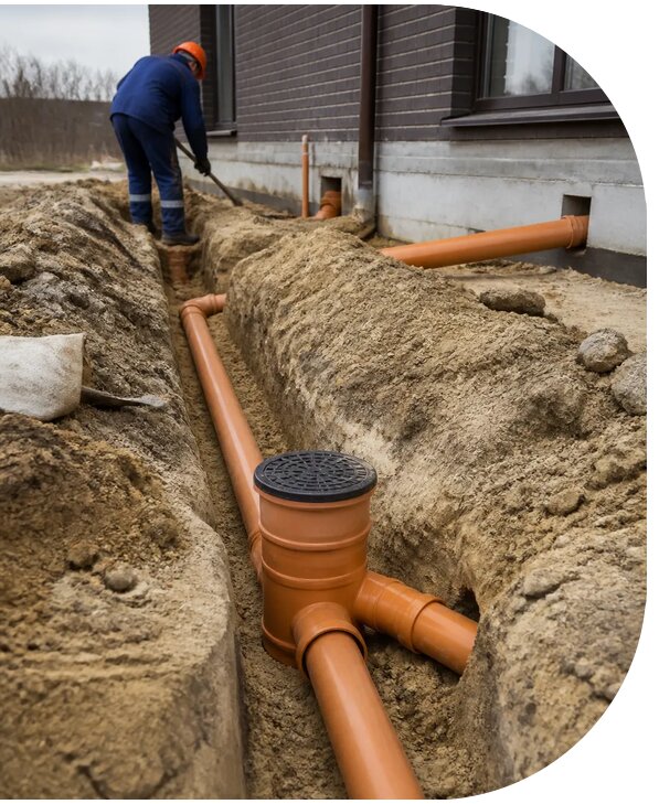 Монтаж хозяйственно-бытовой канализации для домов в Карабулаке